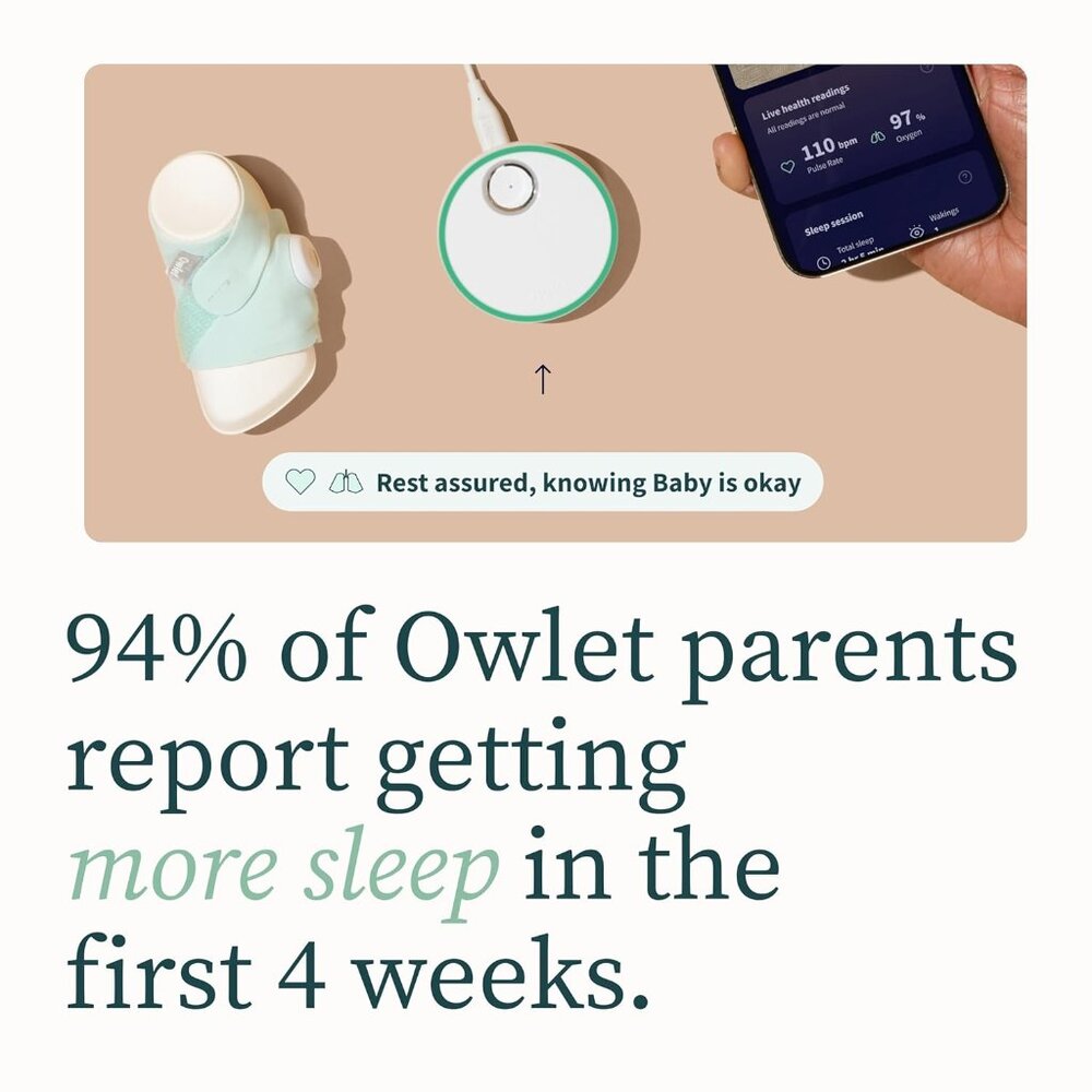 Owlet Dream Sock (Latest Model) Smart Baby Monitor Dusty Rose - Picture 5 of 7